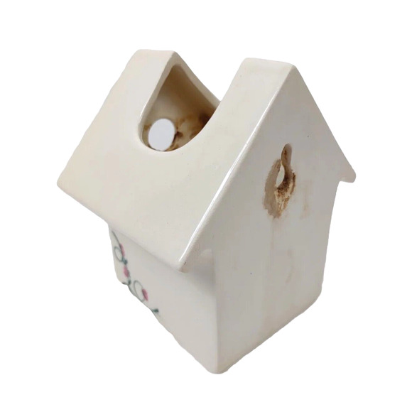 HOMCO Home Interiors Ceramic Birdhouse Planter Painted Rose Vine Wall Pocket - Picture 6 of 8
